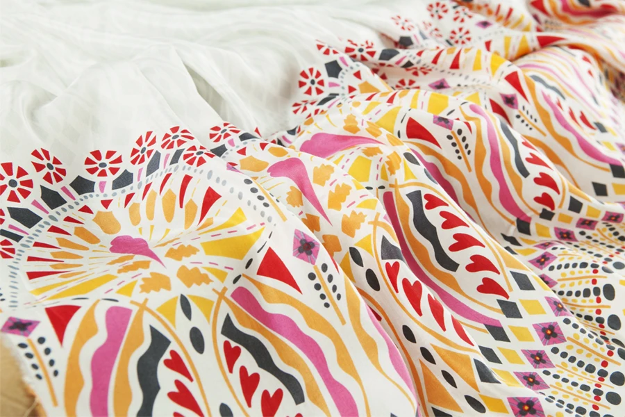 Набивная смесь из шелка и хлопка-шелк хлопковая ткань цветочный узор блестящий