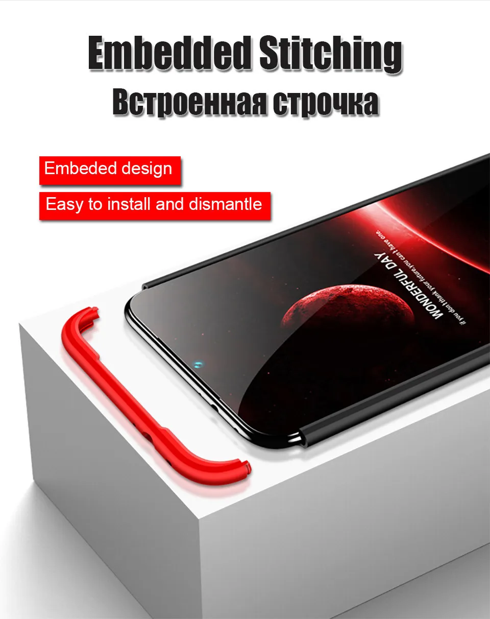 360 чехол на для Xiaomi Redmi 7A для Сяоми ксиоми Редми 7a противоударный 3 в 1 Роскошные, жесткие, ПК полный защитный чехол на для Xiaomi Redmi Note 7 Redmi 7 Чехол из закаленного стекла