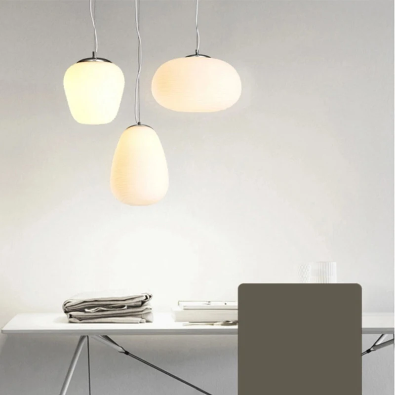 Современный простой молочно белый E27 подвесной светильник стеклянный