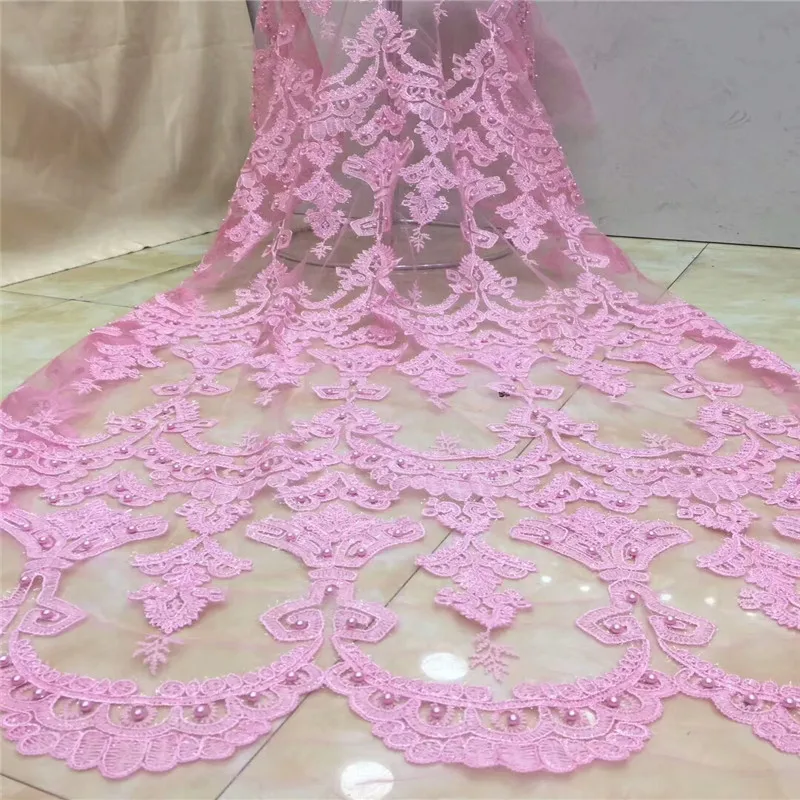 Madison Green Tulle Lace Fabric Women Materials 2019Beads Nigerian For Wedding | Дом и сад