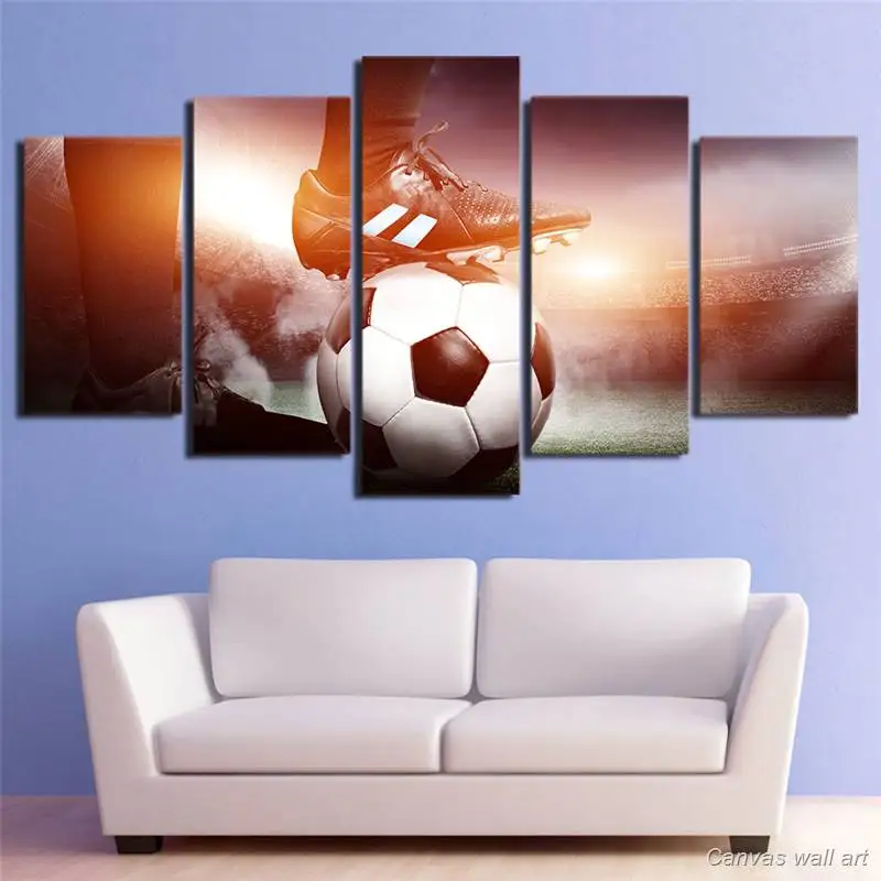 Wall Art Холст Картина 5 шт. Hd печати Футбол игры защелка модульная Плакаты и