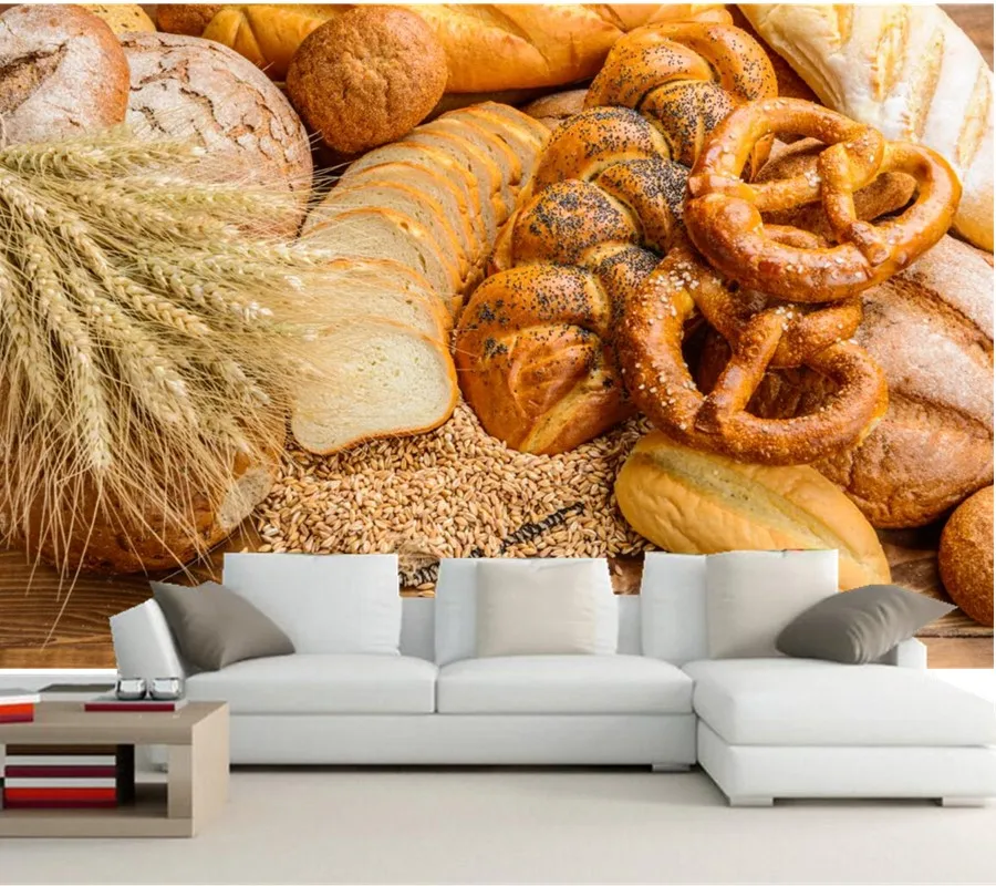 

Custom photo 3d mural,Baking Bread Buns Ear botany Food wallpapers,dining room sofa TV wall kitchen wallpaper papel de parede