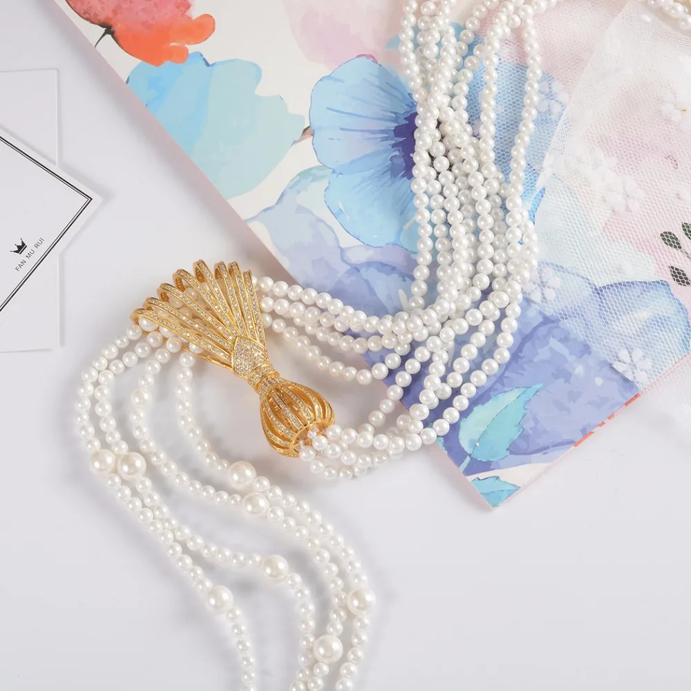 Многослойные бисера Цепи Цепочки и ожерелья жемчужная Бусины кисточкой Подвески