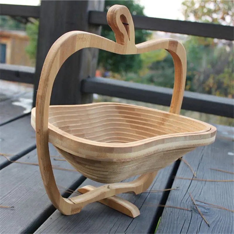 Деревянные Складные яблоки форма корзина кухонные Фрукты для хранения овощей