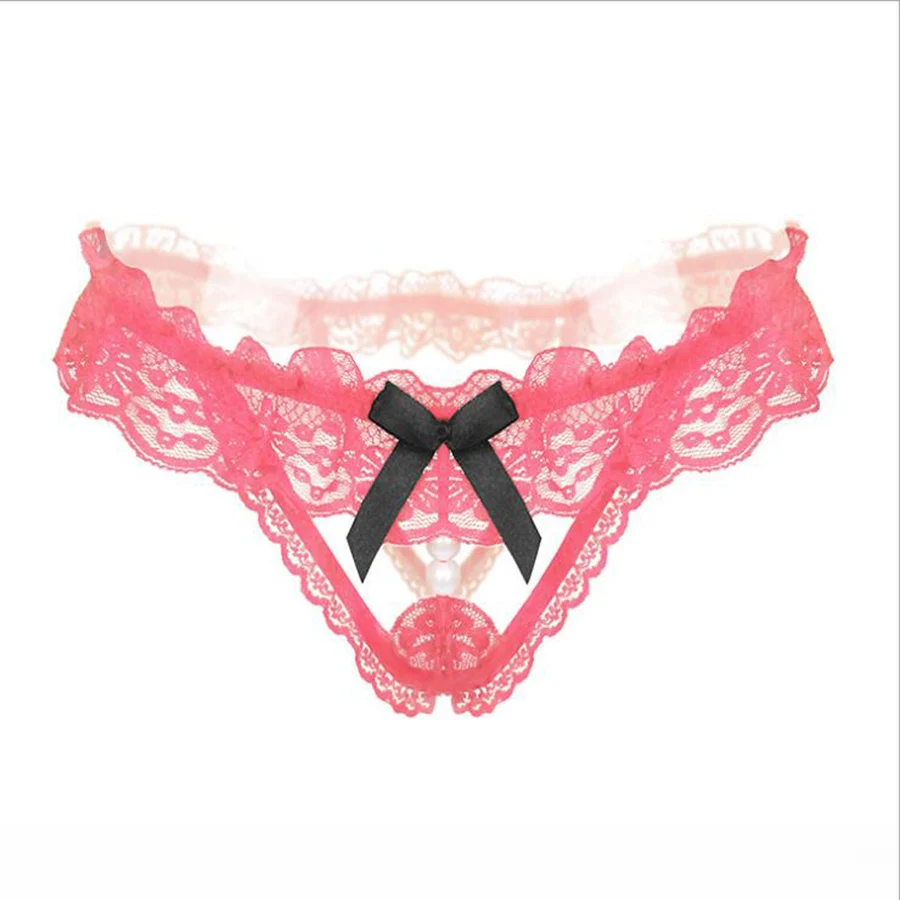 

Lynmiss Sexy Lingerie Women Sensual Panties Intimates Lace Slip Exotic Underwear Female Apparel Pearl See-Through Lady Thong