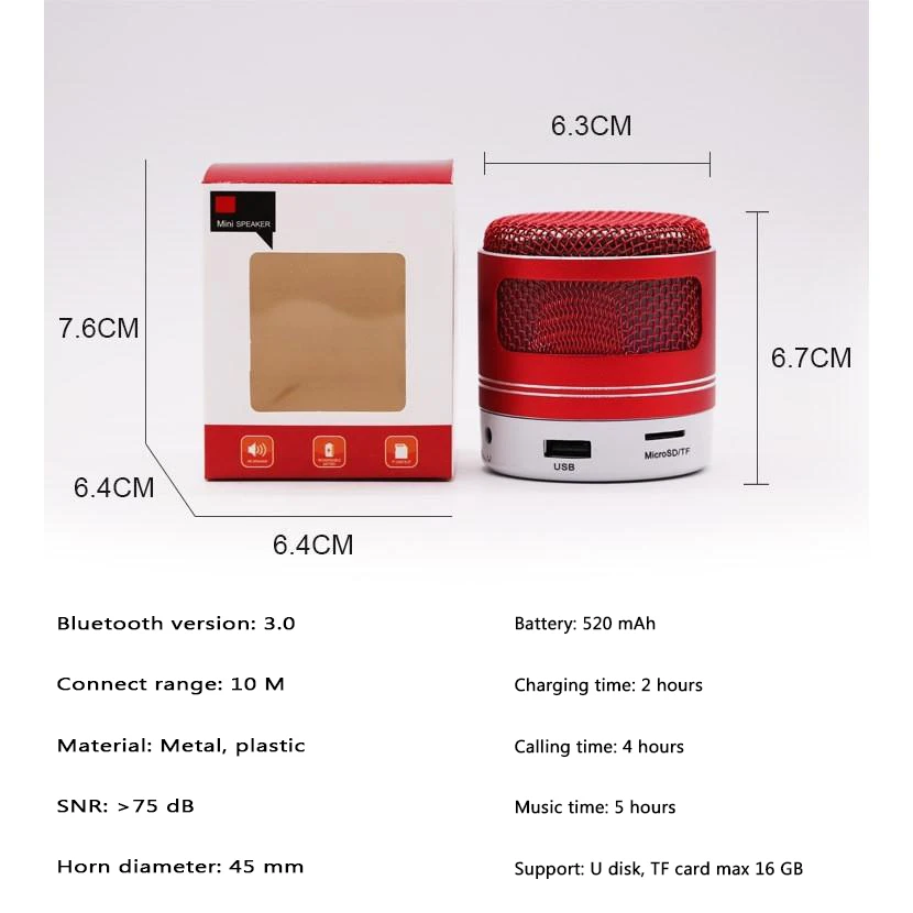 Беспроводной Bluetooth динамик с микрофоном стерео звук Поддержка FM радио TF карта