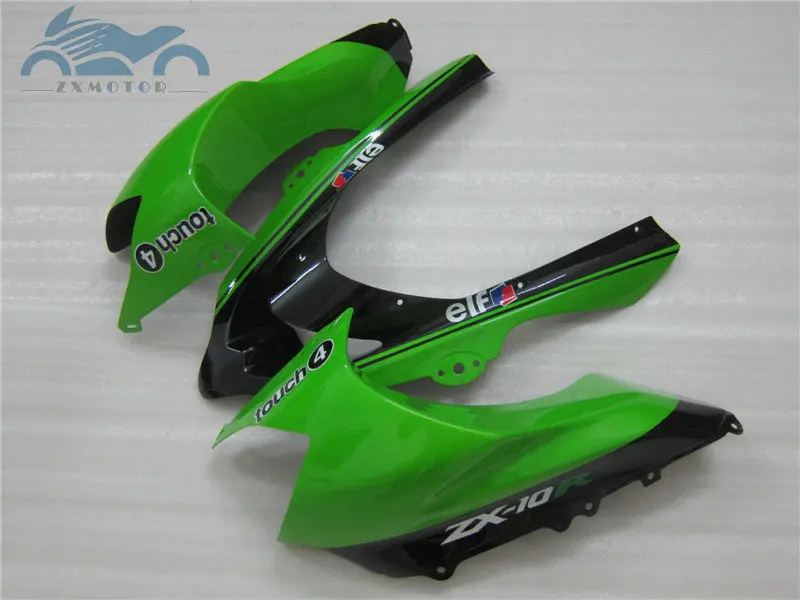 Пользовательские ваш мотоцикл комплект обтекателей для Kawasaki Ninja ZX-10R 2004 2005 ремонт кузова обтекатели комплект 04 05 ZX10R зеленый черный BK56