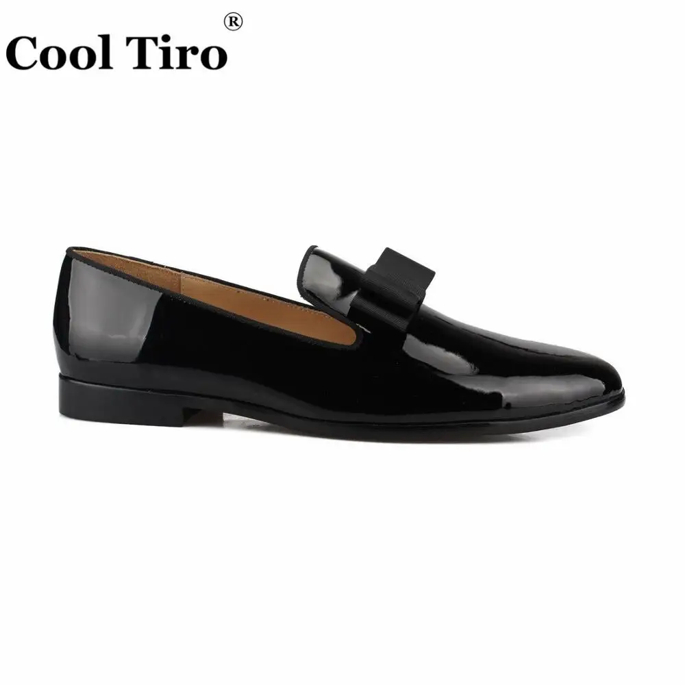 Cool Tiro Black Patent leather Loafers Men's Dress Shoes Moccasins Slippers Silk Bow tie Formal Wedding Business Casual Flats | Обувь