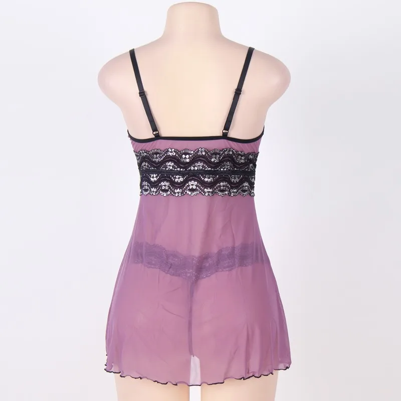 Прозрачное сексуальное нижнее белье AblitheNEW с прорезями серебристым кружевом