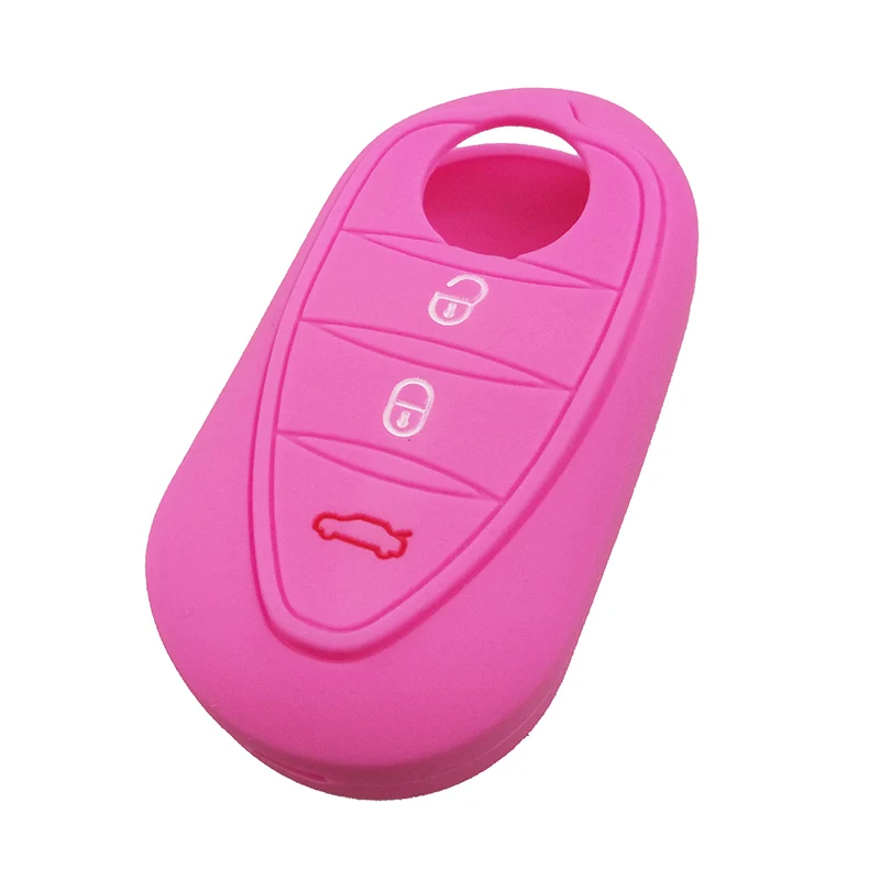 PINK Силиконовый чехол для дистанционного ключа, брелок, пригодный для ALFA ROMEO MITO GIULIETTA 159 GTA GTV BRERA 4C, стильный резиновый держатель, протектор - Название цвета: PINK