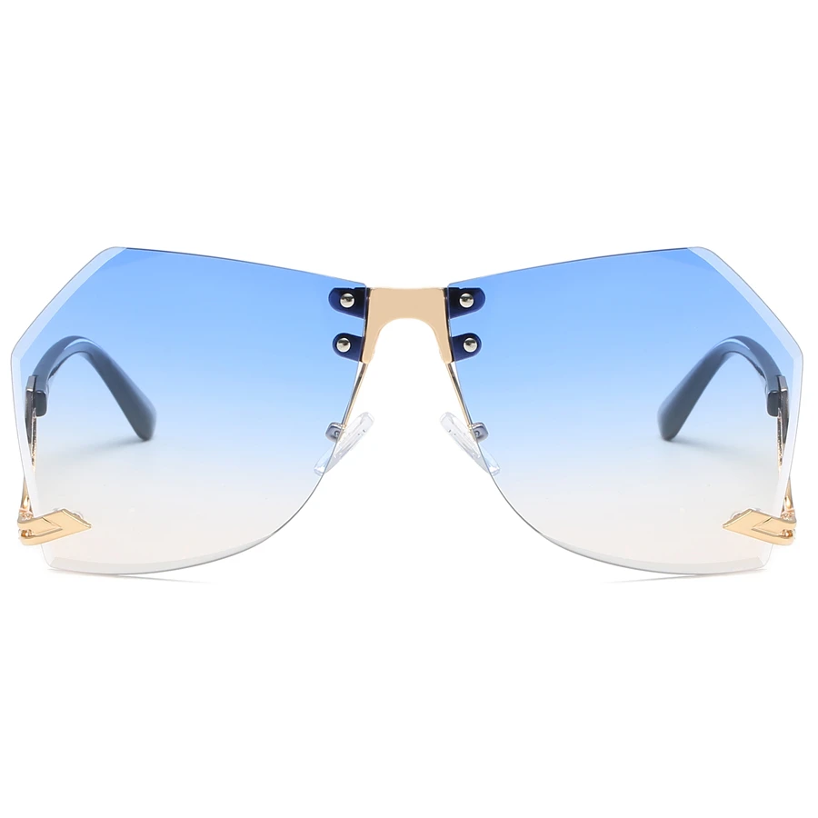 Большие солнцезащитные очки для женщин без оправы фирменный дизайн элегантная