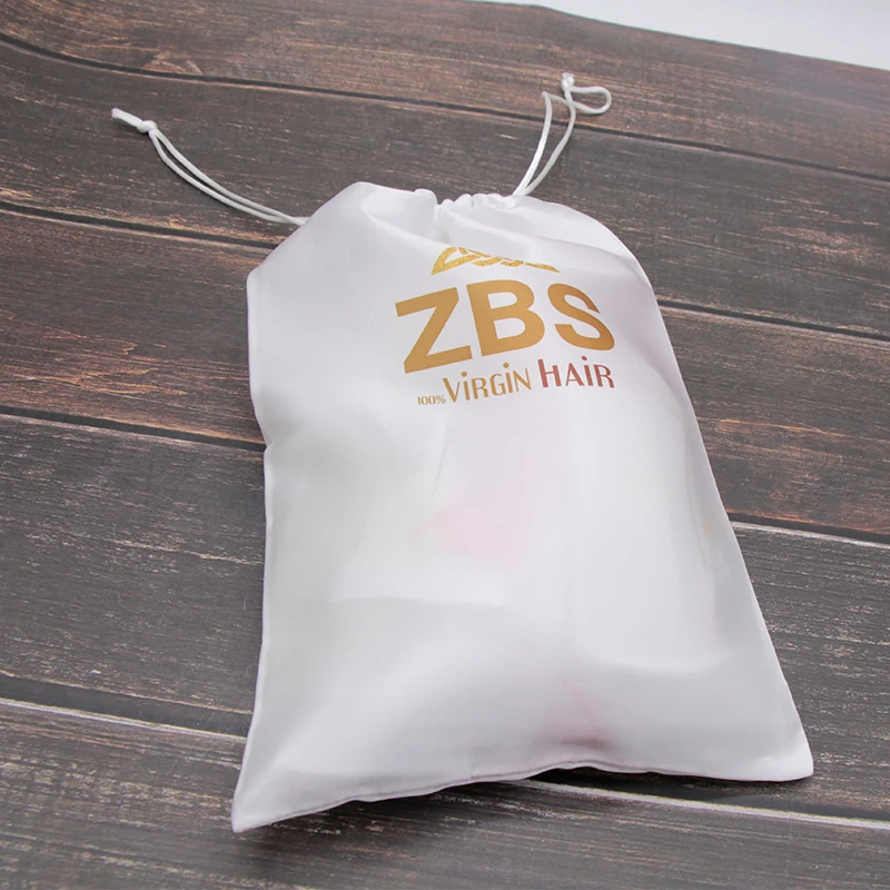 Custom Logo Printed Polyester Satin Bags Drawstring Hair Packaging Extension White Black Pink Red | Дом и сад