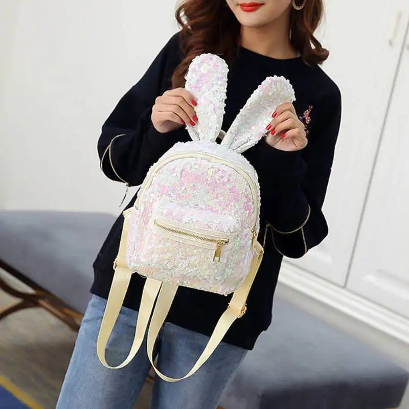 

2018 New Style Fashion Women's Backpack Travel PU Leather Sequin Rucksack Shoulder School Bag