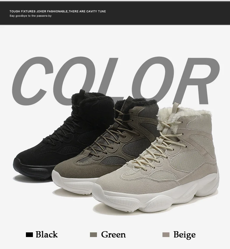Winter Men Snow Boots Warm Fur Man Ankle Boots Lace-Up High Quality Thick Plush Winter Boots Plush Autumn Basic Work Shoes