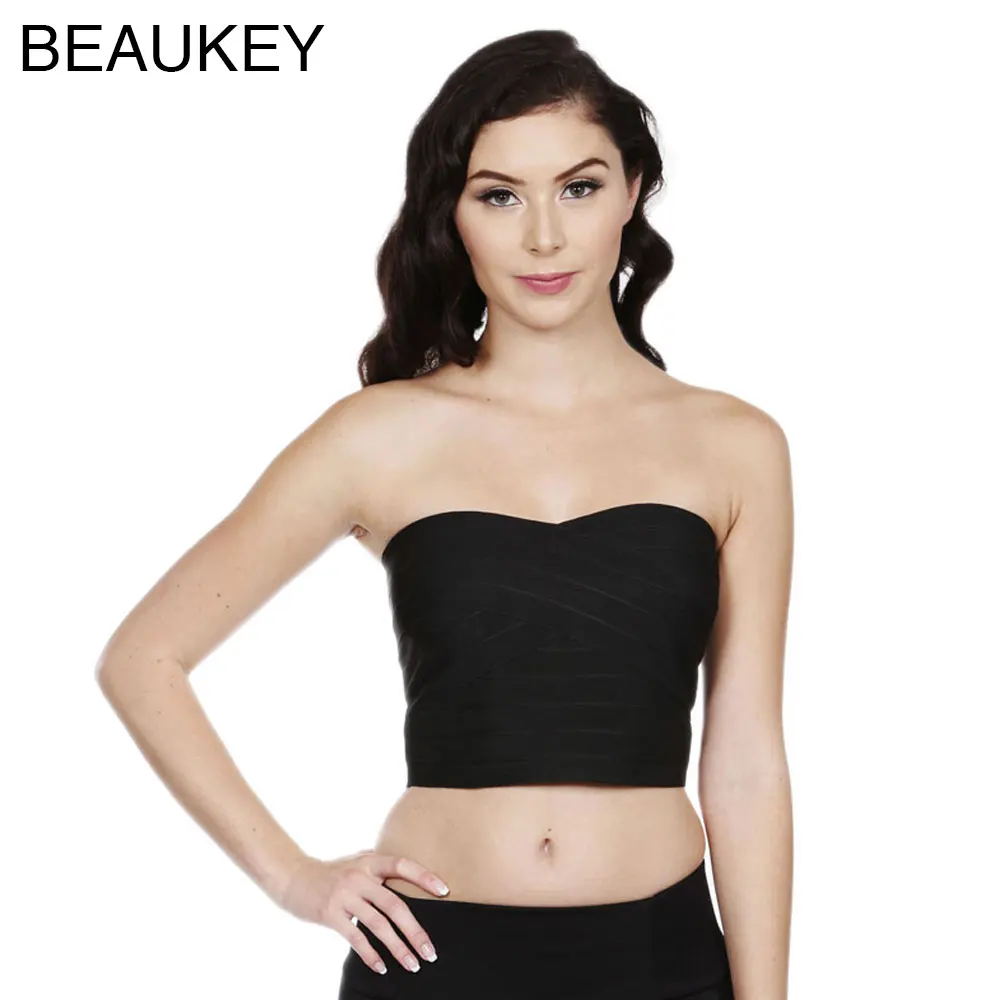 Женский Короткий Топ без бретелек черный красный телесный 2015|fashion service|fashion women