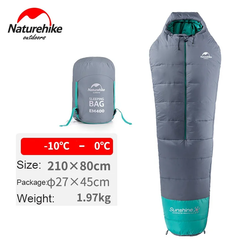 Gray 1970g Naturehike спальный мешок для кемпинга для пеших прогулок Мумия хлопок со средней молнией зимний сверхлегкий спальный мешок для путешествий большой размер - Цвет: Gray 1970g
