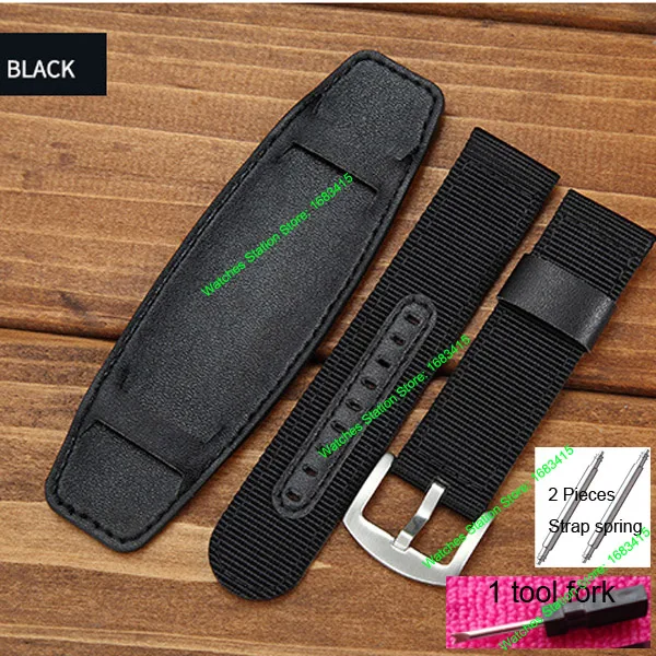 02-Black and Tool Нейлоновый ремешок для часов кожаный ремешок 18 мм 20 мм 22 мм 24 мм ремешок для часов Пряжка из нержавеющей стали pulseira relogio correa reloj - Цвет ремешка: 02-Black and Tool