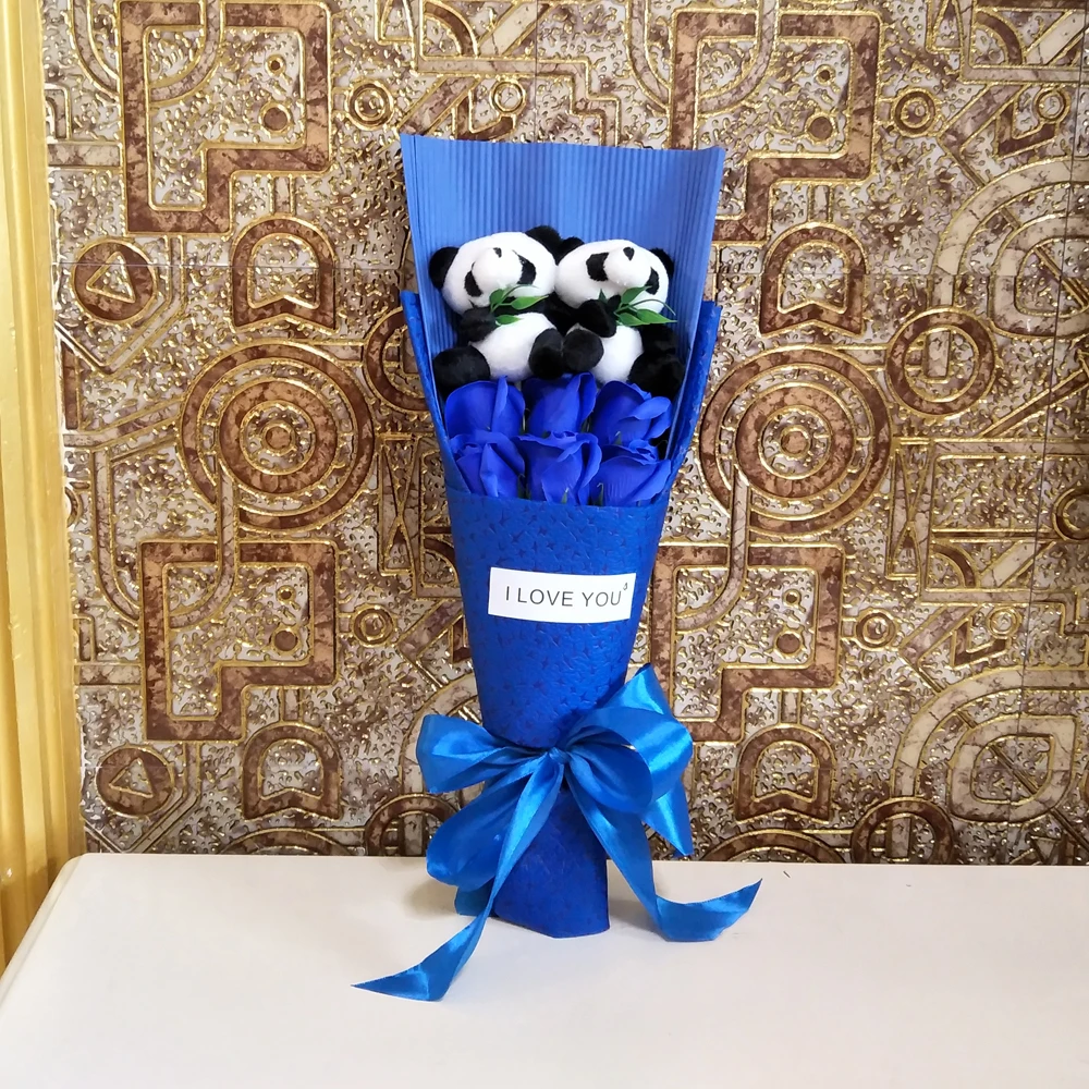 BOLAFYNIA bear Plush Toys Stuffed Toy soap flower panda bouquet For Valentine's Day Christmas birthday Gifts | Игрушки и хобби