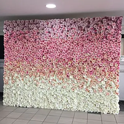 

2.4M x 3M hot pink with white Gradient color wedding flower wall for stage flower backdrop wedding decoration