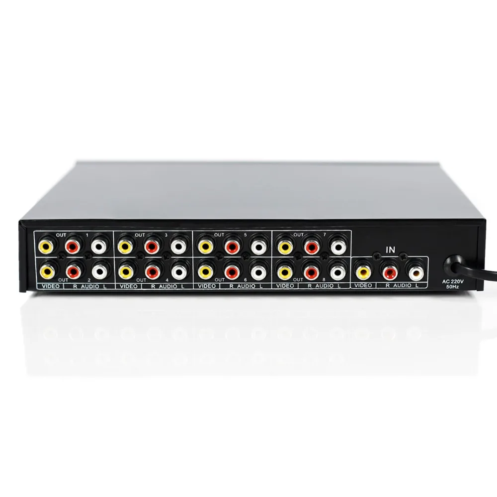 VSP8 один вход 8 Выход видео Аудио amp сплиттер RCA разъем AV разветвитель для HDTV LCD