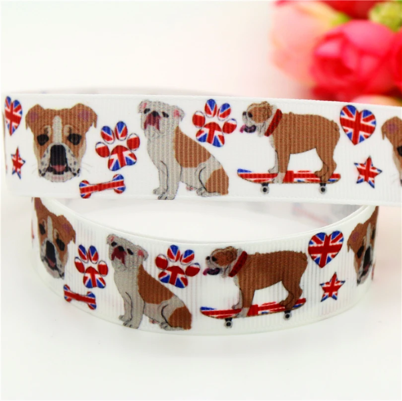 Бесплатная доставка корсажная лента с рождественским принтом бульдога 7/8 дюйма