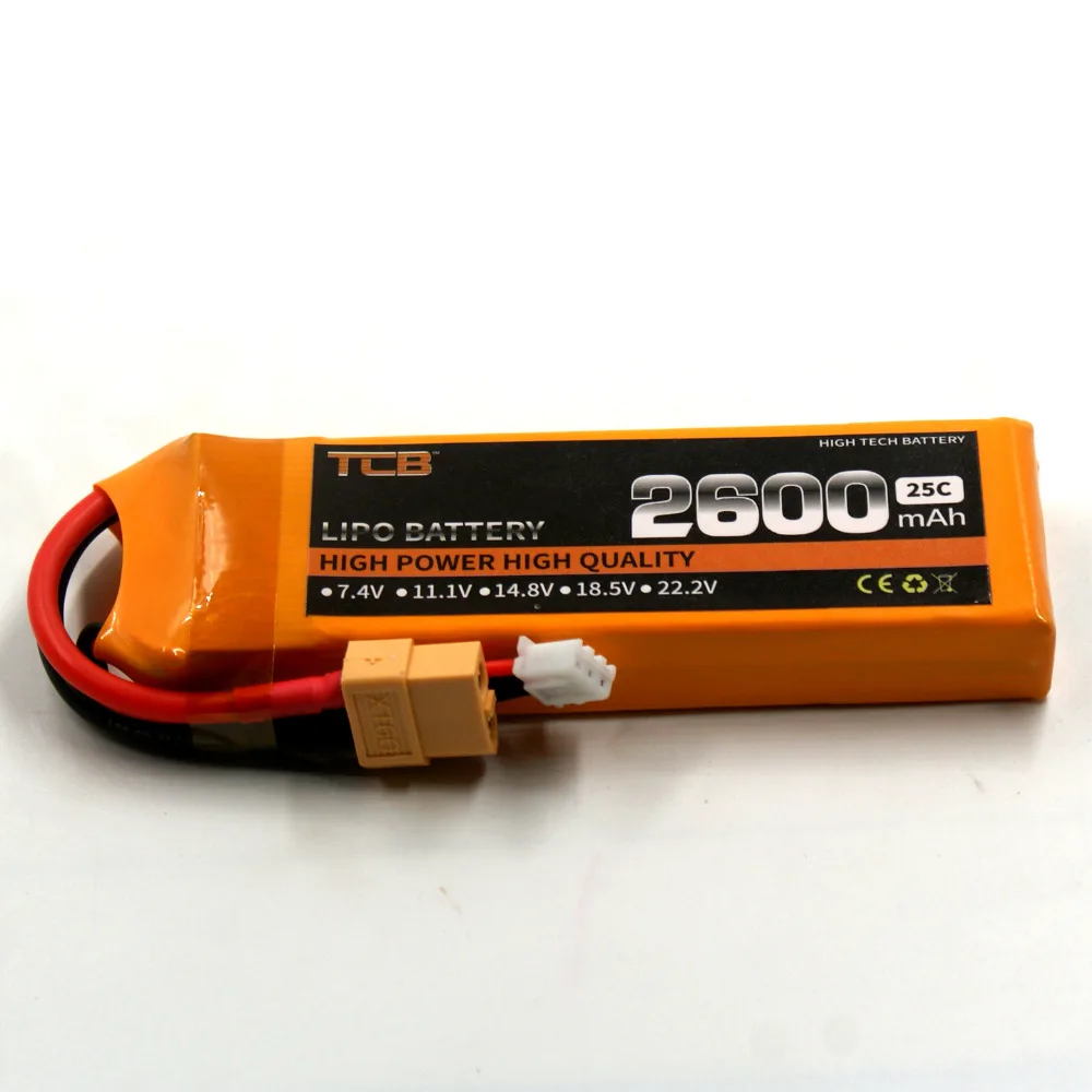 TCB RC игрушки LiPo батарея 7 4 V 2600mAh 25C 2S радиоуправляемый самолет Квадрокоптер