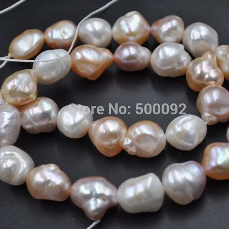 

wholesale 3 strands 11-13*12-14mm Baroque freshwater pearl white pink purple