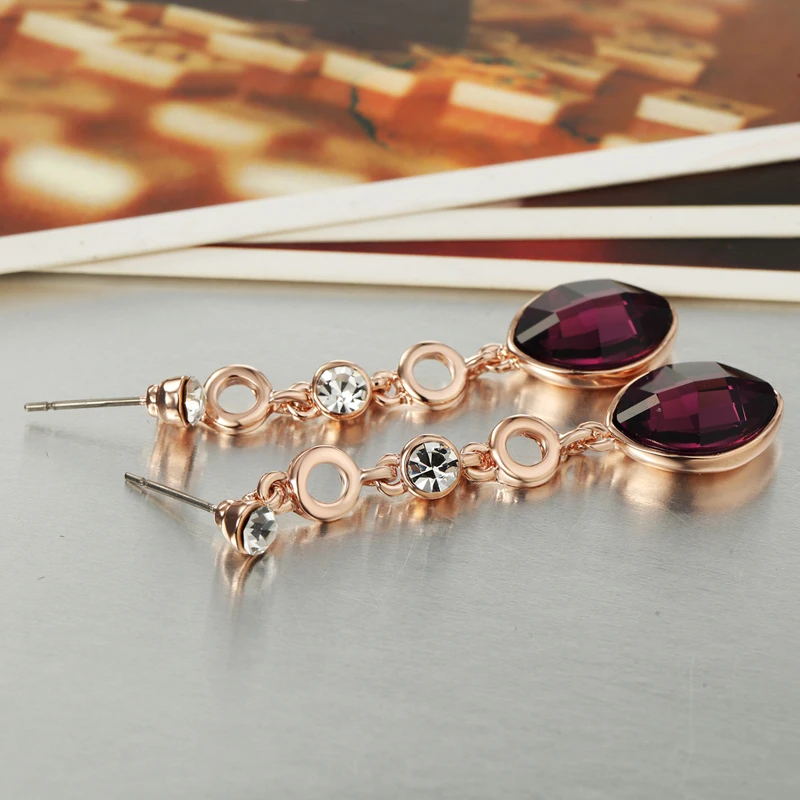 Neoglory австрийский Украшенные стразами розового золота Цвет мотаться Висячие