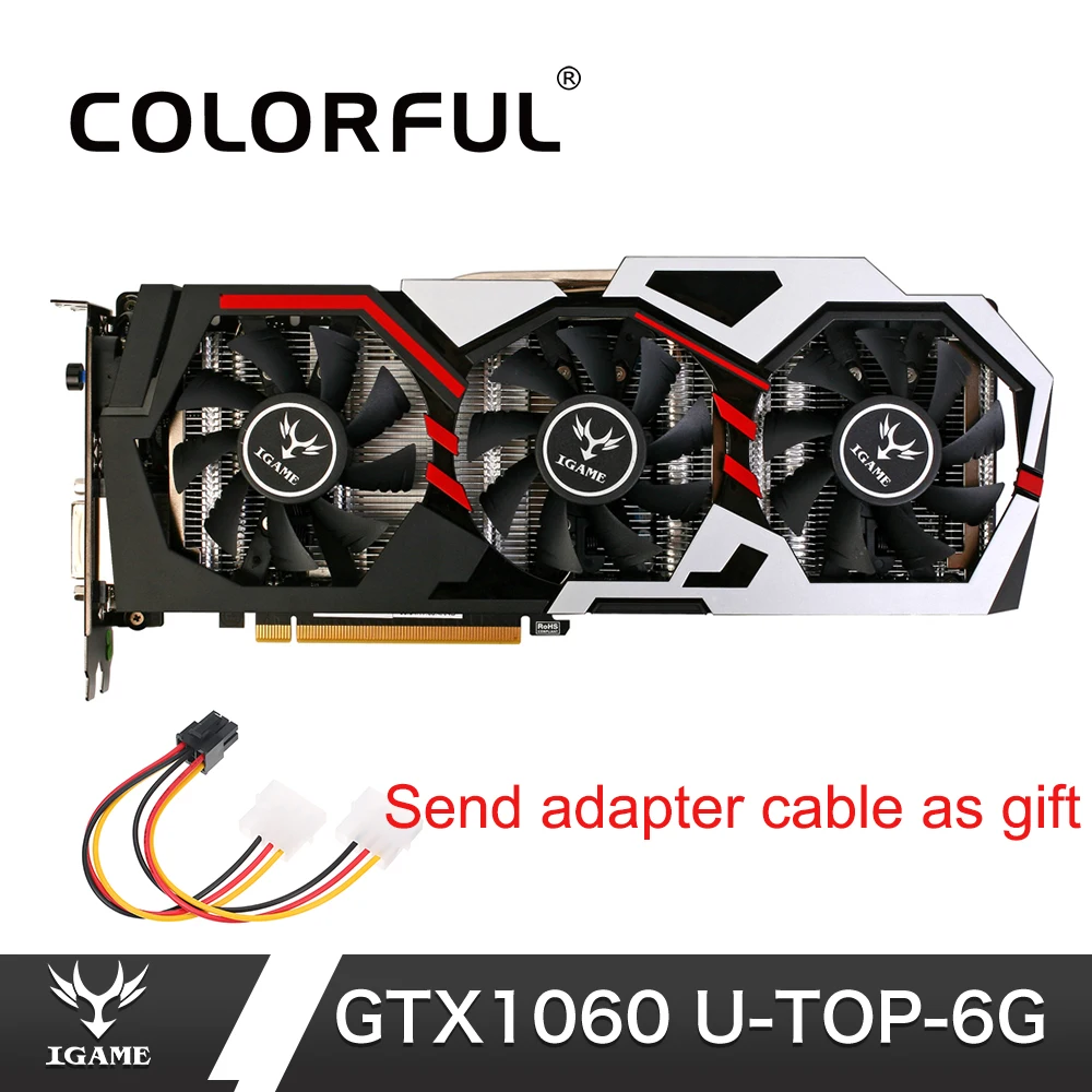 Красочная видеокарта NVIDIA GeForce iGame GTX1060 6 ГБ GDDR5 192bit PCI-E VR Ready 1060 DVI+ HDMI+ 3* DP для игр на ПК
