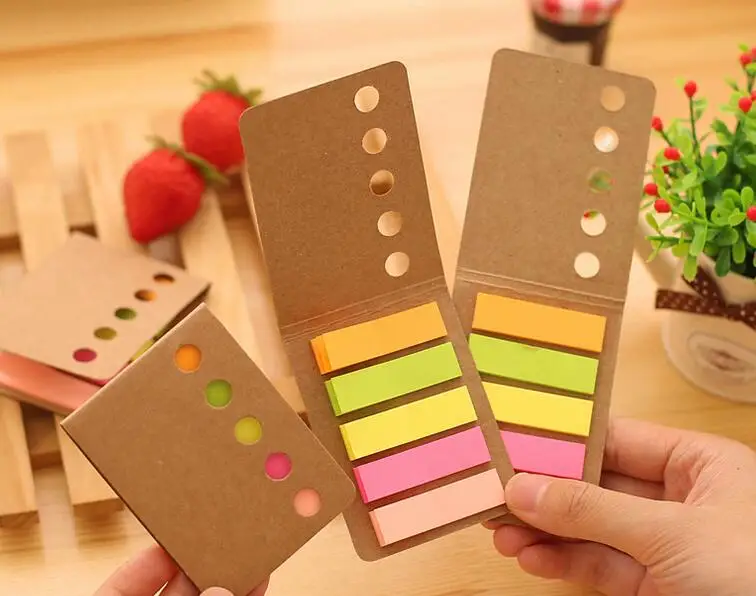 10pcs Kraft paper cover post combination N stickers color fluorescence color label affixed tag classification