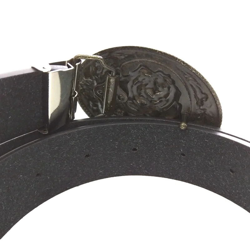 

Black Wide Waist Belts for Men with Vintage Antique Brass 3D Rose Metal Buckle Cinto Masculino Western Cowboy Male Accessories