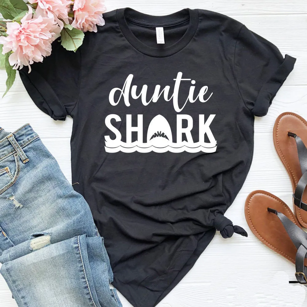 

Auntie Shark женская футболка Повседневная хлопковая хипстерская забавная Футболка для леди Юн Девушка Топ тройник Прямая поставка ZY-164