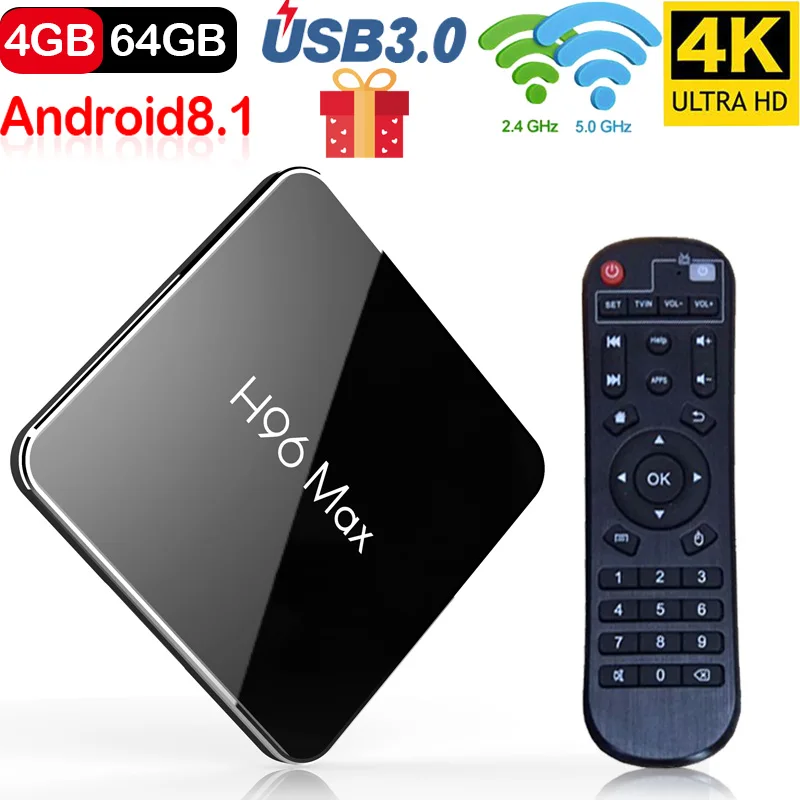 H96 Max x2 caja de tv inteligente Android 8,1 четырехъядерный процессор Amlogic S905X2 LPDDR4 4 Гб 64 Гб 2,4G y 5 ГГц Wifi 4 K ТВ-приставка