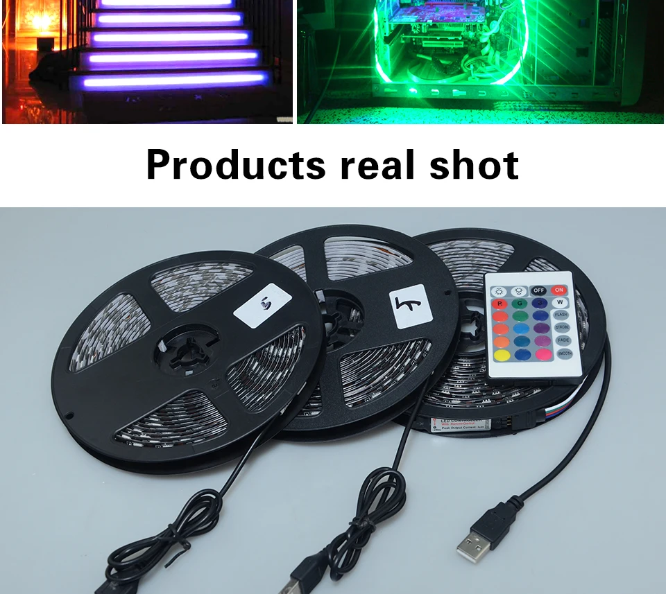 5 В USB RGB led ленточный светильник SMD 5050 60 светодиодный s/m светодиодный диодный ленточный светильник ТВ ПК экран клавиатура подсветка 0,5 м 1 м 2 м 3 м 4 м 5 м