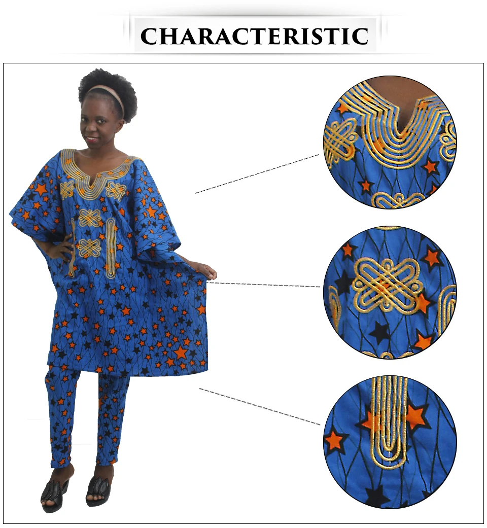 H& D Южноафриканская Женская хлопковая одежда для женщин топ dashiki брюки outsit костюмы Базен воск африканская традиционная одежда