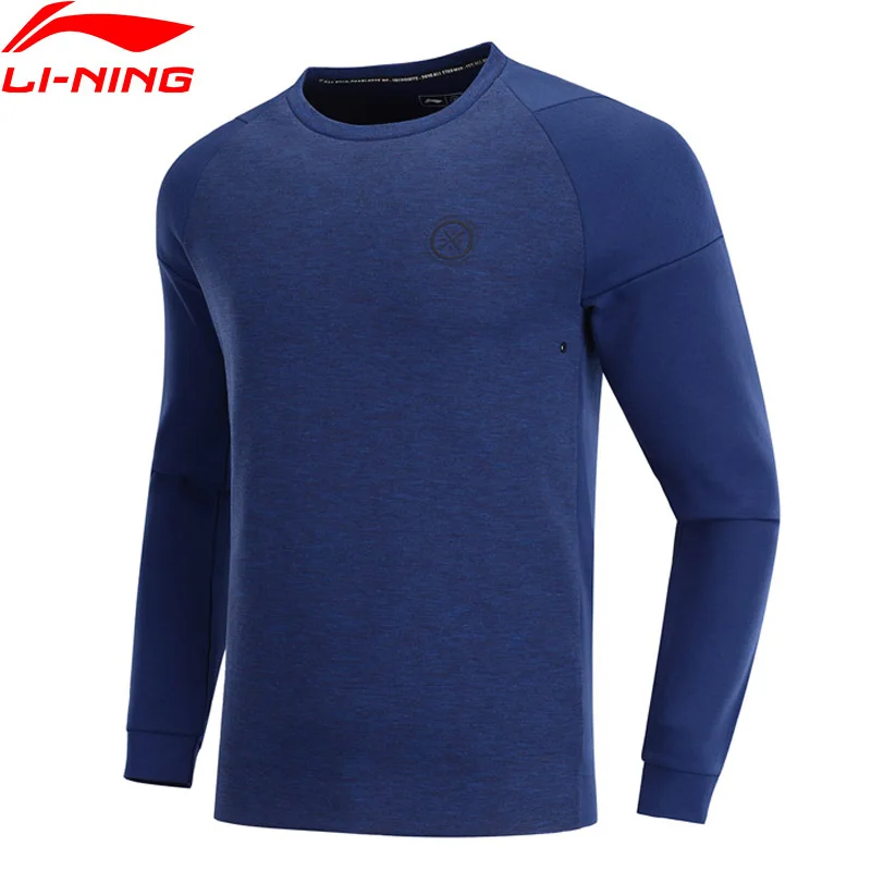 Li-Ning Мужская толстовка серии Wade, обычная посадка, 66% хлопок, 34% полиэстер, подкладка, спортивные топы, пуловеры, Свитера AWDP089 MWW1567