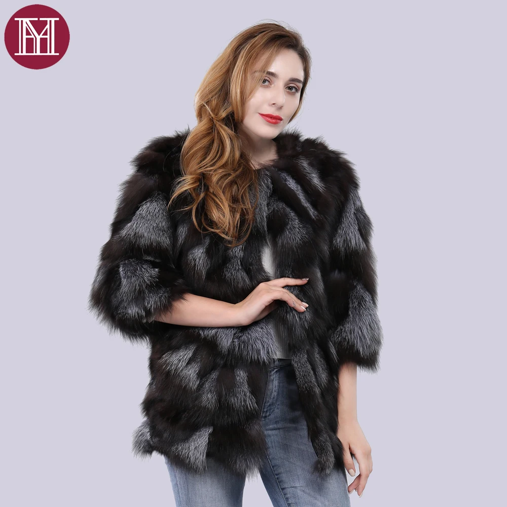 Женская куртка из натурального меха лисы зимняя модная верхняя одежда 100% Меха