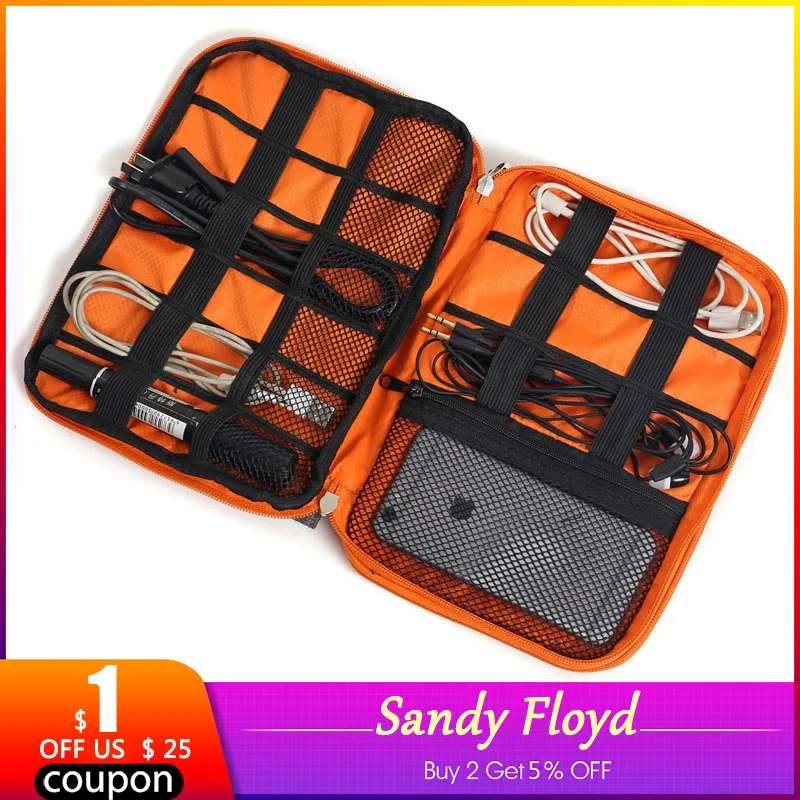 SandyFloyd USB сумка для хранения кабеля органайзер устройств двухслойный дорожный