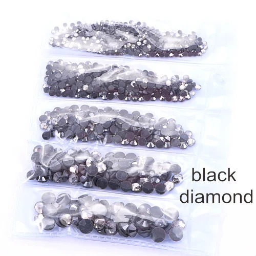 black diamond Смешанные размеры SS6-SS30 1014 шт. DMC исправление стразы железо на Стразы стеклянные стразы украшения для свадебного платья F0105 - Цвет: black diamond