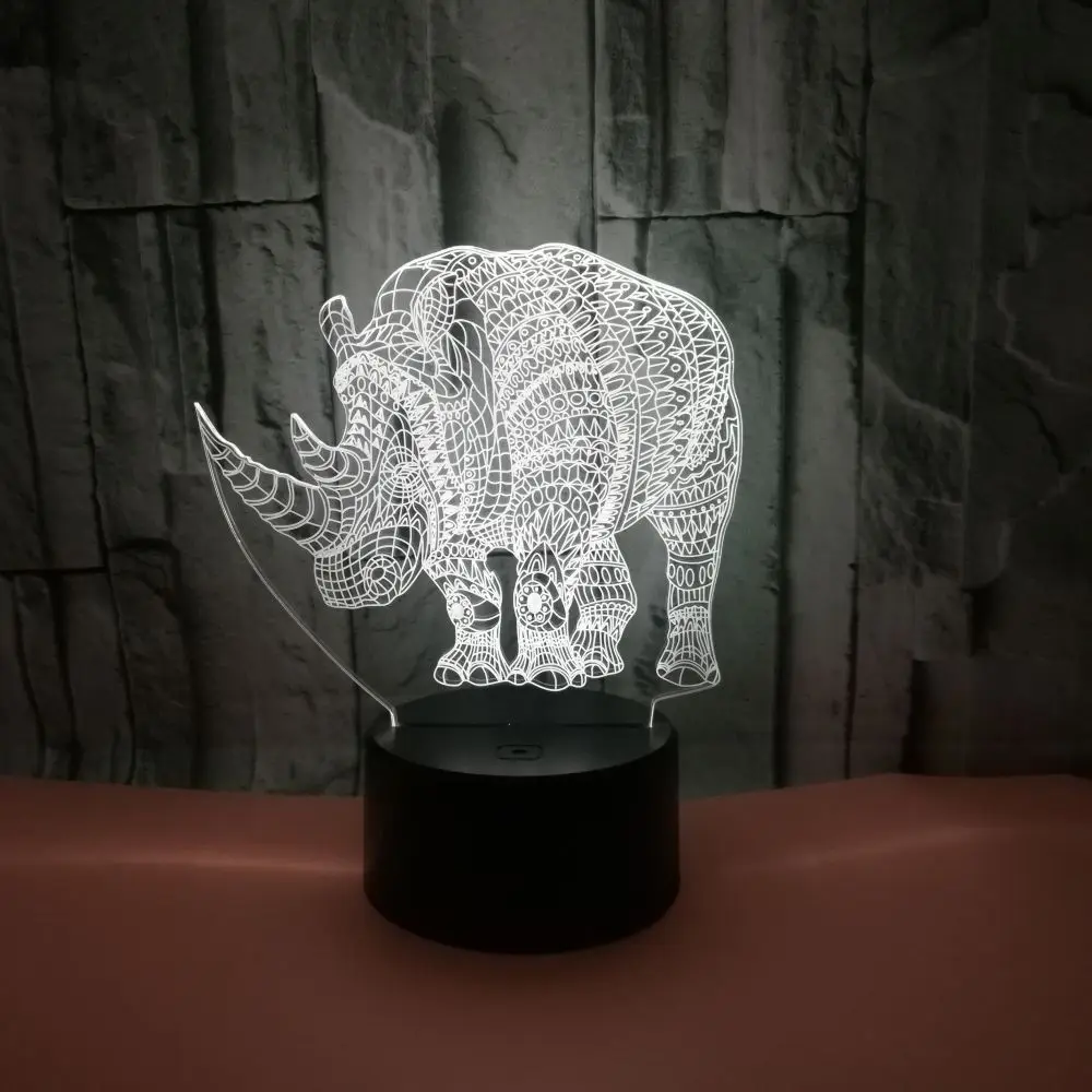Новая креативная светодиодная 3d лампа Rhino декоративная индивидуальная
