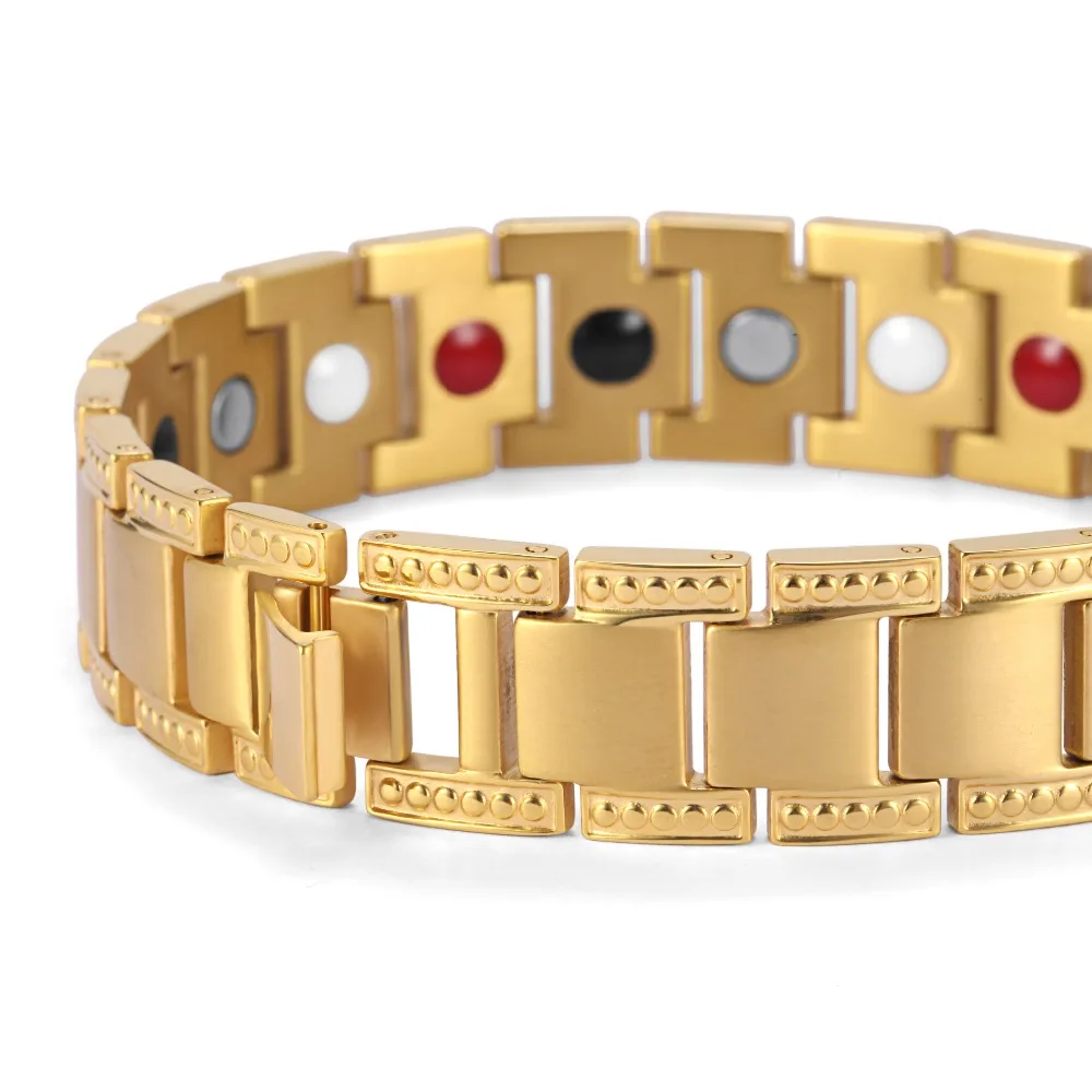 Золотой цвет браслет для мужчин титан баланс Исцеление 4 Ele ts Мощность Магнитная
