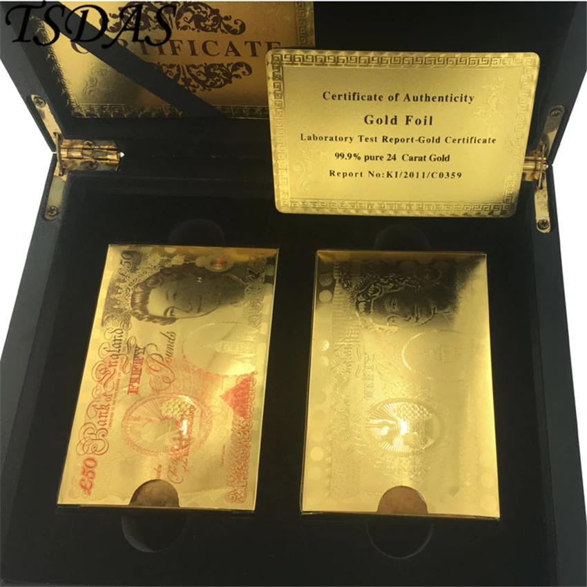 Роскошный черный деревянный Box поставляется с 2 золотыми колодами и цветами 50