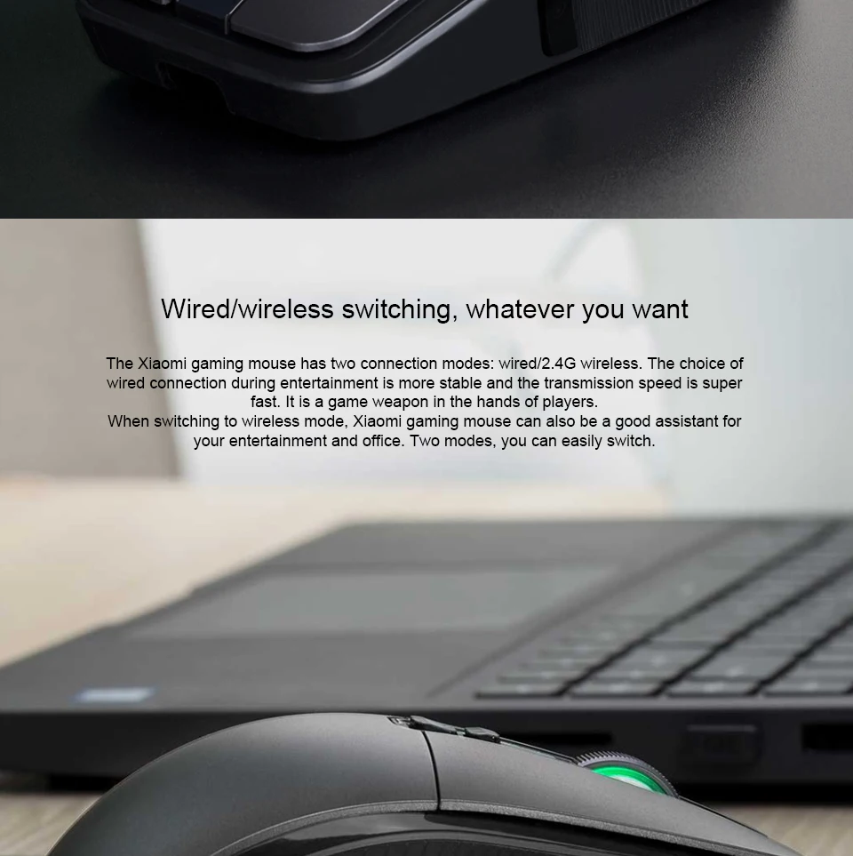 Оригинальная портативная игровая мышь Xiaomi, Usb/Беспроводная, 2,4 ГГц, двойной режим, 7200 точек/дюйм, 6 кнопок, RGB Led, игровая мышь, MacOS, Windows, геймерские мыши