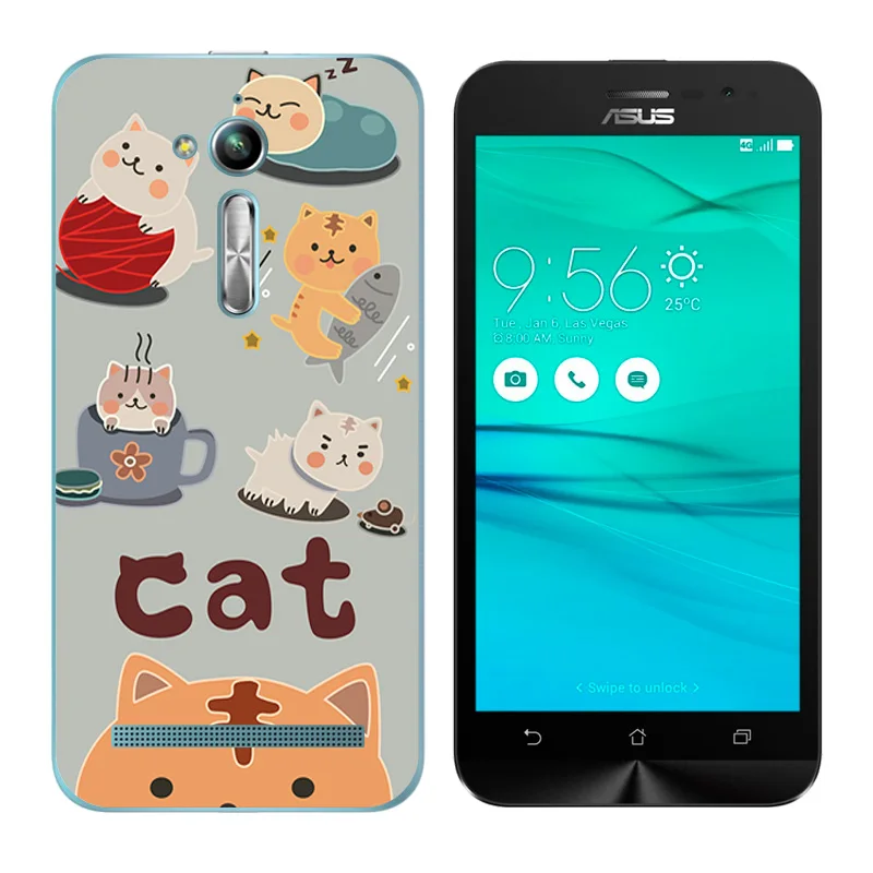 Мягкий чехол для Asus Zenfone Go ZB500KL ZB500KG силиконовый Для zenfone с принтом кошки ZB500kl |