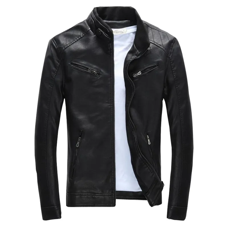 Весенние мужские Модные Куртки из искусственной кожи 2019 мотоциклетные кожаные
