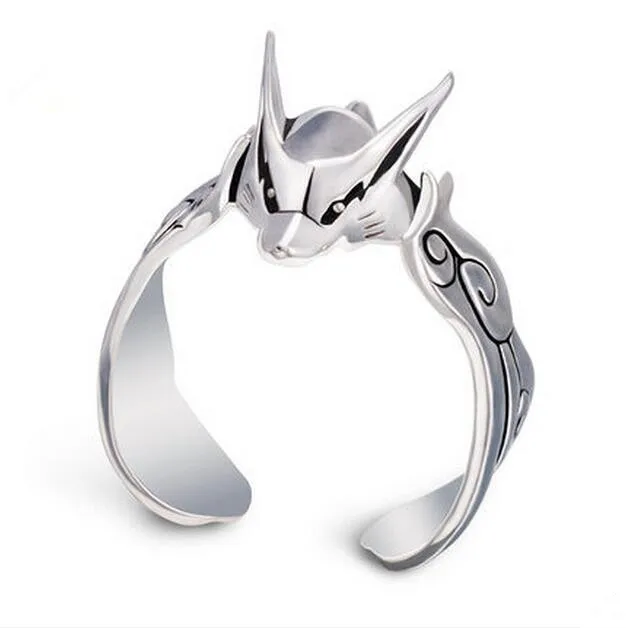 Кольцо Наруто Узумаки из серебра 925 пробы с 9 хвостым лисьим кольцом регулируемое