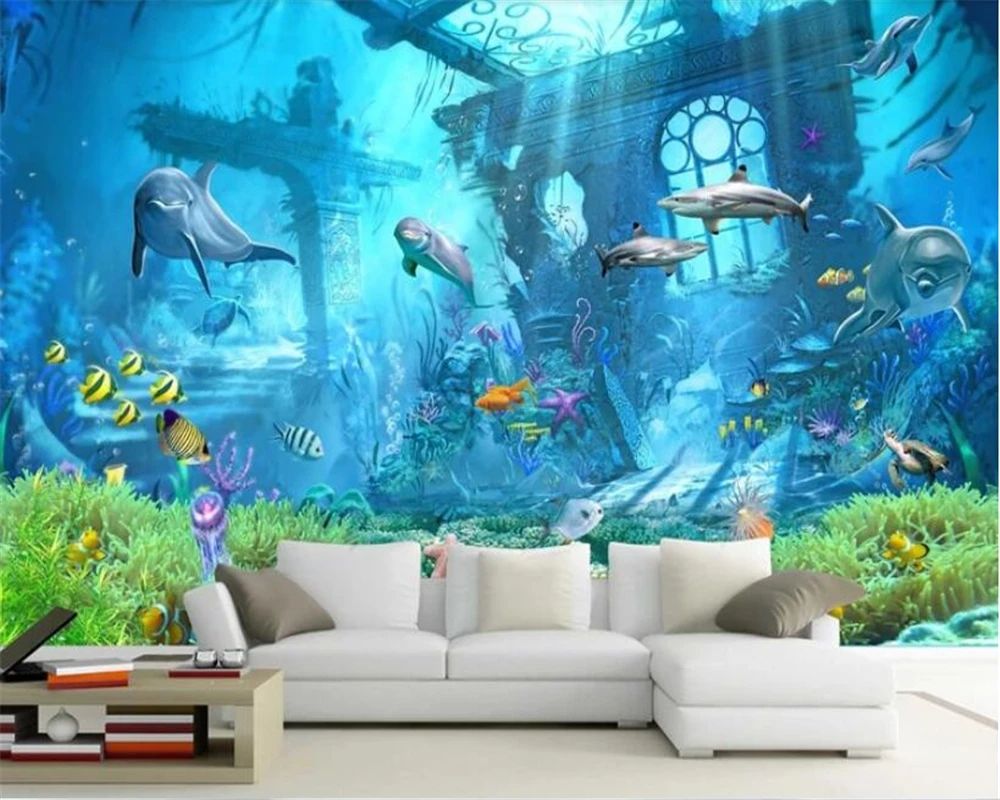 

beibehang wall paper for kids room Mural wallpaper 3D underwater world bedroom wallpaper wallpaper background papel de parede 3d