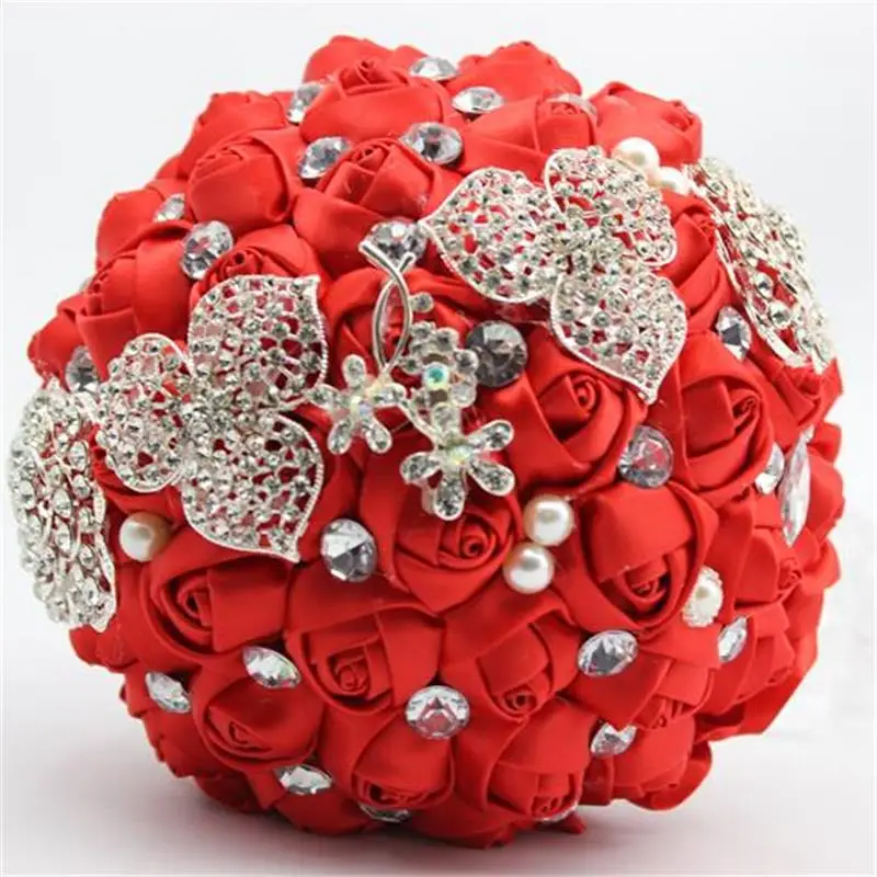 Свадебный букет невесты в красном стиле свадебный подружки сделай сам Шелковый