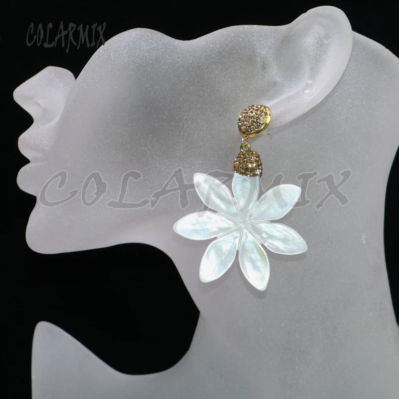 3 пары серьги гвоздики в виде ракушек ювелирные изделия резные цветы драгоценные