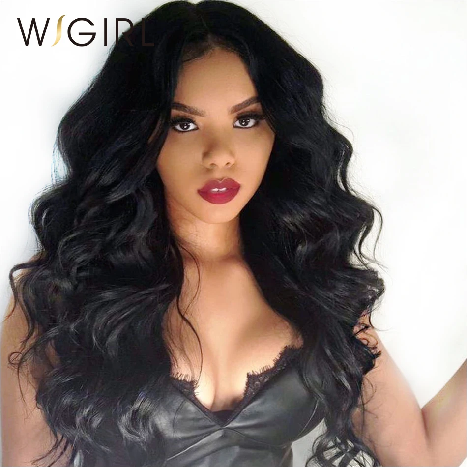 Wigirl волосы волнистые бесклеевые полные парики шнурка человеческие с волосами
